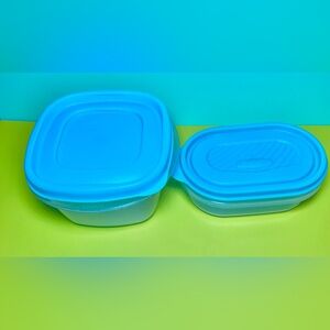 Rubbermaid Reusable Food Storage Containers Nesting Blue Lids 2pc